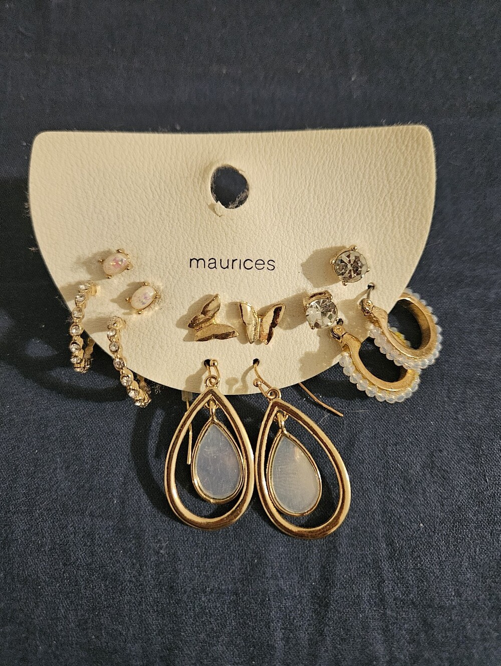 maurices Gold Teardrop & Mixed Stud Earring Set - Cream Accents